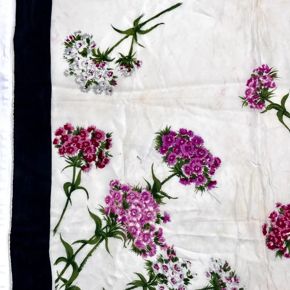 Vintage 1950s Pink Floral Silk Square Scarf Large 30
